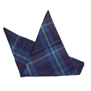 Gascoigne Large Pocket Square Blue Red Plaid Men's